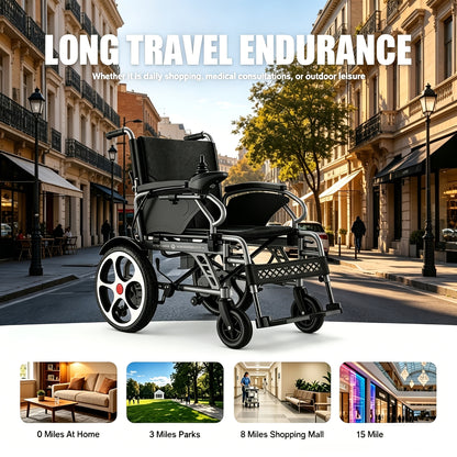 500W 20Ah Easy Foldable Electric Wheelchair Electromagnetic Braking 15miles Range, 400lbs Capacity 0060C