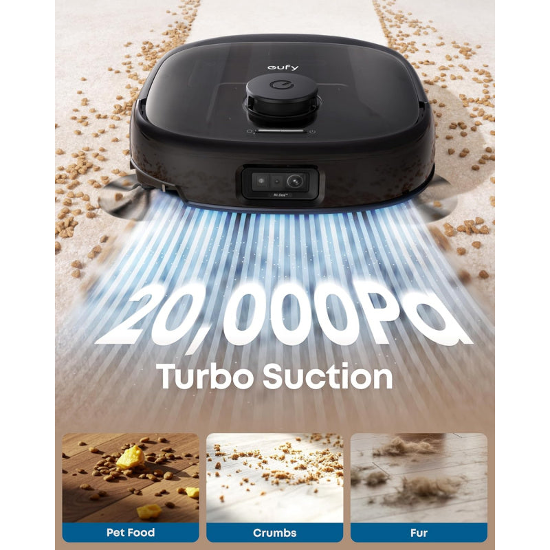 eufy Like-New E25 Omni Robot Vacuum and Mop Combo, HydroJet System, 20, 000Pa Turbo Suction, Zero-Tangle Design, Edge-to-Corner Deep Cleaning, Auto-Empty & Self-Cleaning All-in-One Station (Renewed)