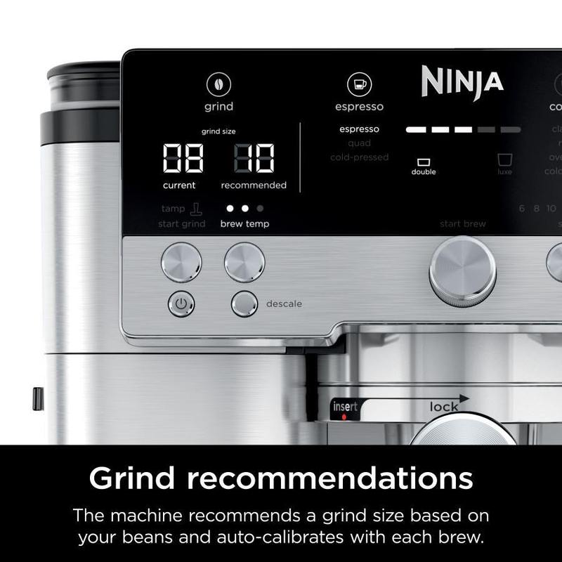 Luxe Café Premier Series Espresso Machine, Drip Coffee, Cold Brew, Grinder, Tamper, Frother, Silver - Certified Refurbished