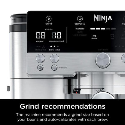 Luxe Café Premier Series Espresso Machine, Drip Coffee, Cold Brew, Grinder, Tamper, Frother, Silver - Certified Refurbished