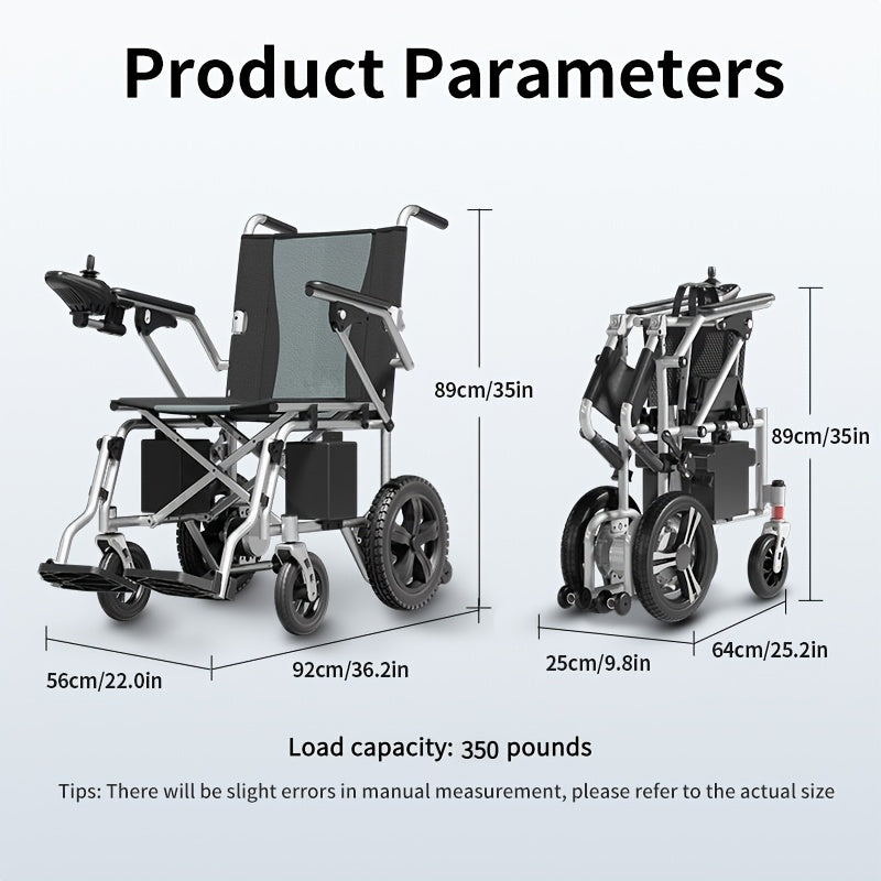 Adult Electric Wheelchair with Intelligent Control, Electromagnetic Braking System, Small Turning Radius, Small Folding Space. It Is Suitable for The Travel Of The Elderly And The Disabled And Can Bear A Weight Of 300 Pounds.