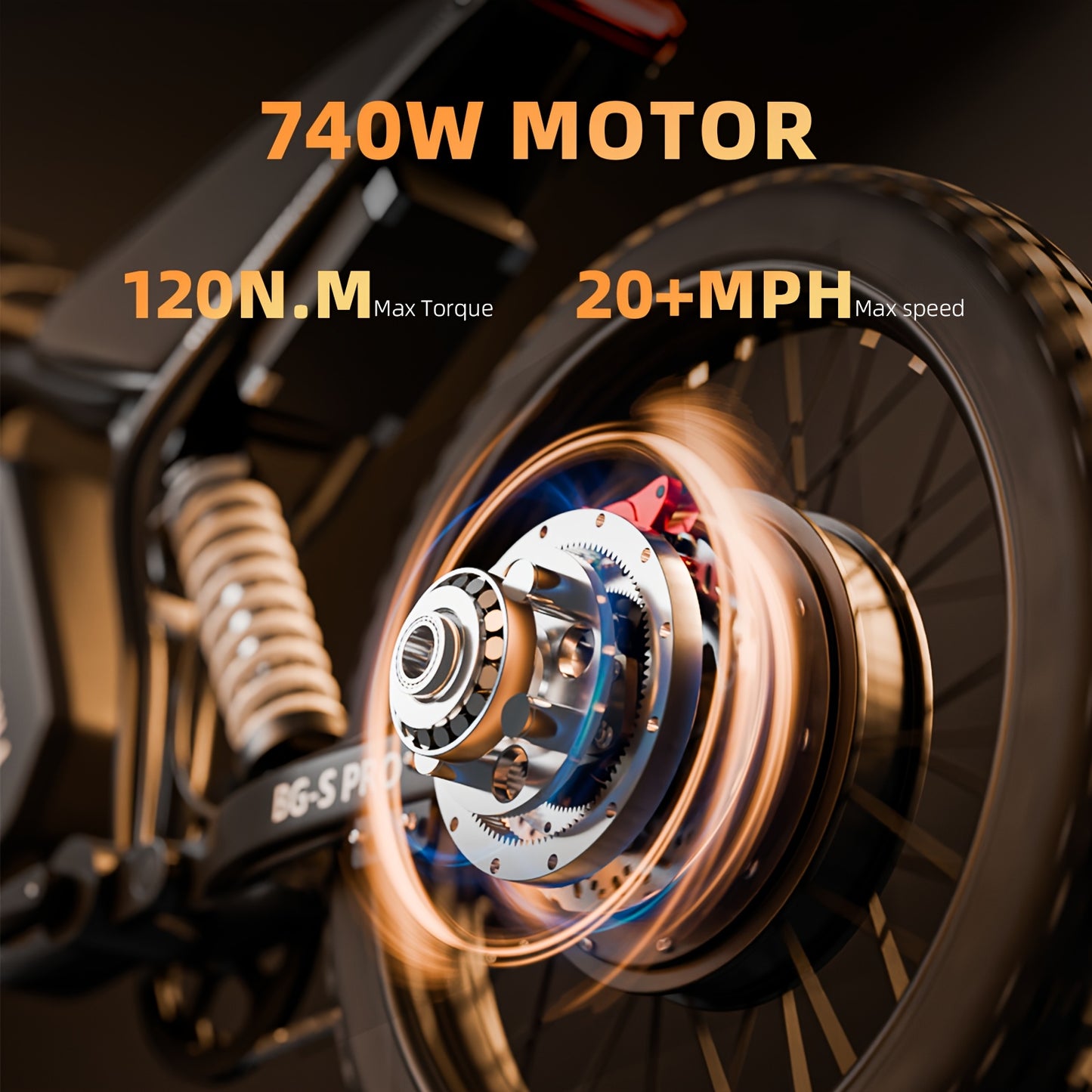Electric Bike for Adults, 740W Peak Motor High-Power 60V 32Ah Battery, 20 Range, All-Purpose Commuter & Dirt Bike for Adults BG-S PRO
