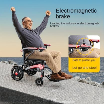 Portable Electric Wheelchair - 39-lb Ultra-Lightweight Foldable Mobility Scooter with 18-Mile Range, 4-Wheel -Absorbing Design, No Assembly Required, Airplane-Friendly Chair w/Charger & Toolkit for Travel (s & Seniors)