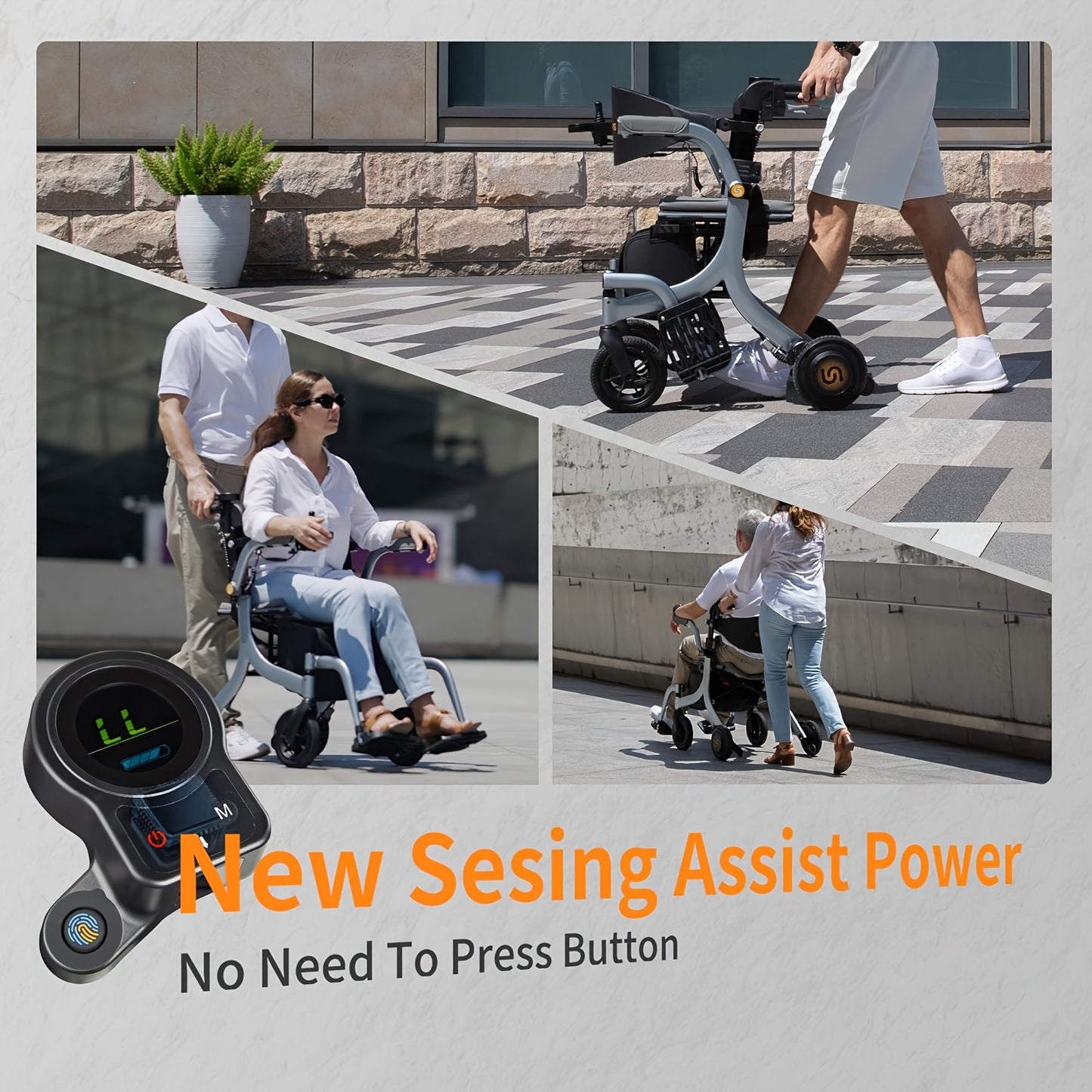 Sinceborn 4-In-1 Electric Rollator - Versatile Mobility Aid with Seat, Lightweight Foldable Transport Wheelchair And Drive Walker for Seniors