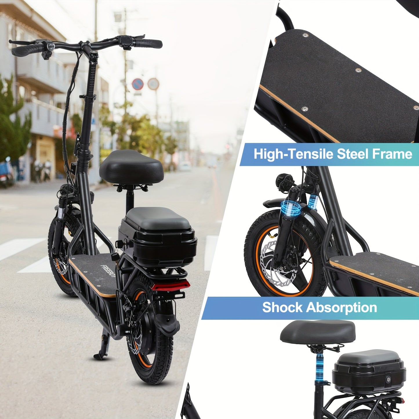 750W High-Speed Brushless Motor Electric Scooter with Seat & Basket - 29-mile Long Range, 20 MPH Top Speed, Foldable Design for Commuting, Travel, and Daily Use