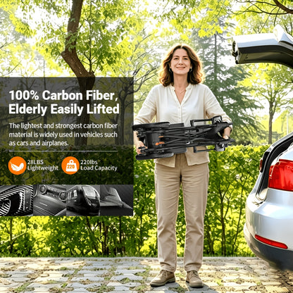 Carbon Fiber 25 Mile Long Range Adult Electric Wheelchair No Installation, One-Step Folding And Unfolding, Lightweight 15Kg, 300Lbs Load Capacity, Compact Enough to Fit in Luggage, Perfect for Travel, Park & Beach Outings, Portable Power Chair
