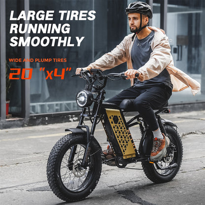 20×4'' FAT Tires & LCD Display,749W Ebike 20mph with 48V 13Ah Removable Battery，Eclio F02 Electric Bike for Adults, Front Headlight & Disc Brakes,7-Speed Dual Suspension Conquer Trails,Supports 330lbs,Ideal for Commuting & Urban Leisure Riding