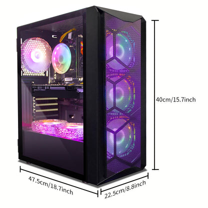 Gaming PC Computer Desktop, Core i7 8th Gen up to 4.1GHz, GeForce RTX 3050 6G, 16G DDR4, 1T SSD, WiFi 6, BT 5.2, RGB Fan x6, Windows 11 Home