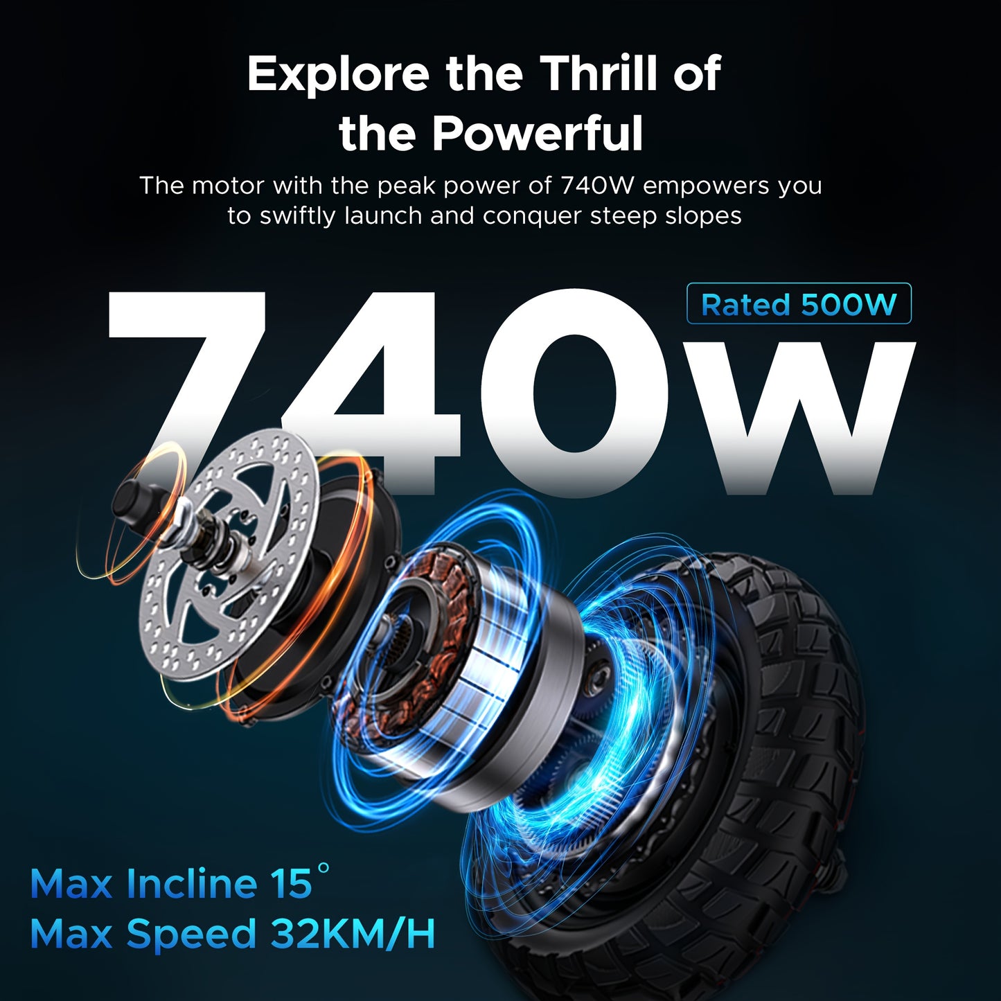 Electric Scooter with 500W Motor, 48V 18Ah Battery, 70KM Max Range, 32KM/H Top Speed, Dual Suspension, 10'' Tires, Foldable Design for Urban & Off-Road Riding