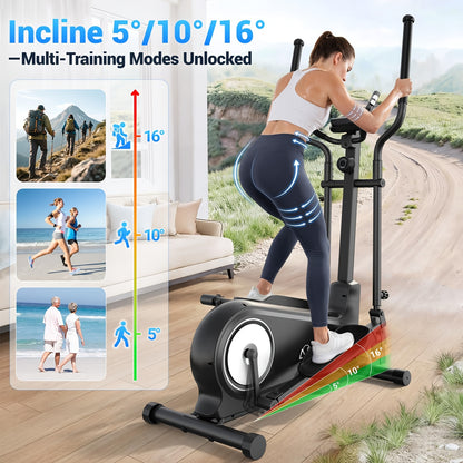 Elliptical Trainer, a Home Elliptical with an Ultra-quiet Magnetic Resistance System, Featuring 16 Resistance Levels, a Foldable Home Elliptical with an LCD Display, a Christmas Gift for Family and Friends
