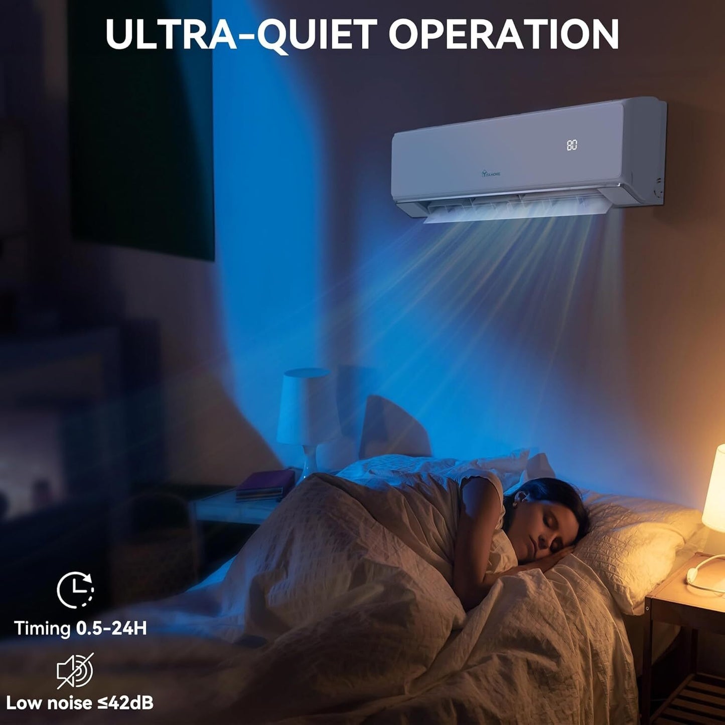 2-Zone Mini Split Heat Pump 18K BTU (9K+12K), SEER2 Wifi Ductless Air Conditioner, Cooling Area Up to 950 Square Feet, 208-230V, Compatible with Alexa, All White System