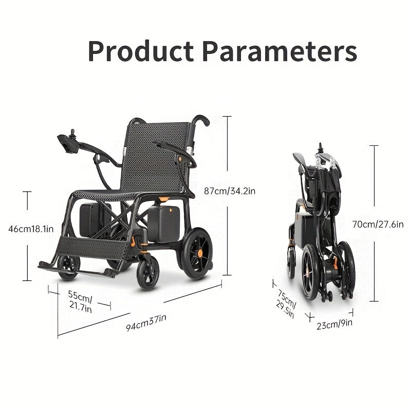Intelligent Electric Wheelchair Made Of 100% Carbon Fiber Material Lightweight And Portable with A Range Of 25 Miles One-step Folding And Installation-free Design Electric Wheelchair for The Elderly Capable Of Bearing 330.69LB Mother's Day