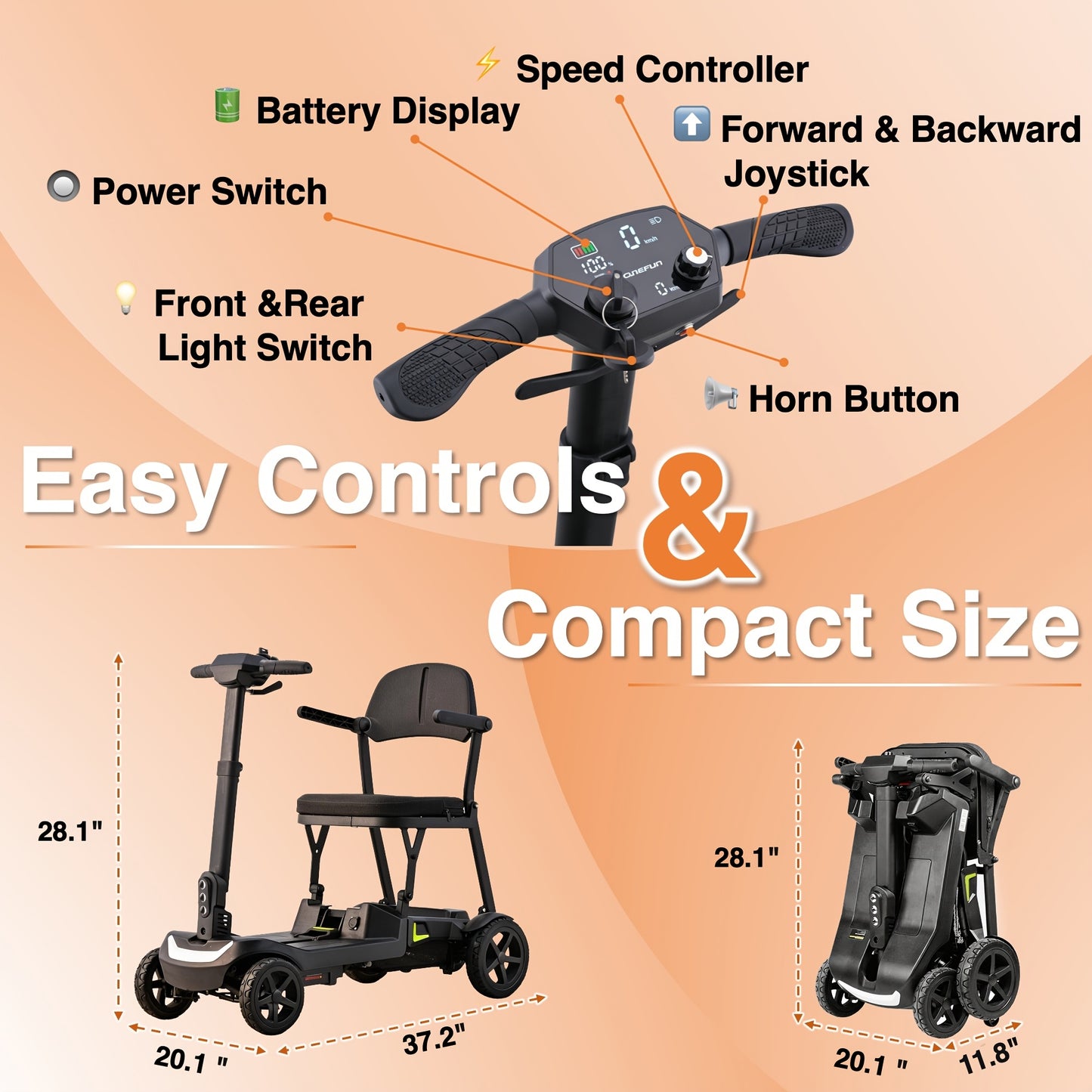 A Lightweight, Foldable Four-wheeled Electric Mobility Scooter Suitable For Seniors And Adults, Equipped With Dual Removable Batteries, Meeting Air Travel Standards, Offering A Long Range, And A Top Speed Of 5 Mph