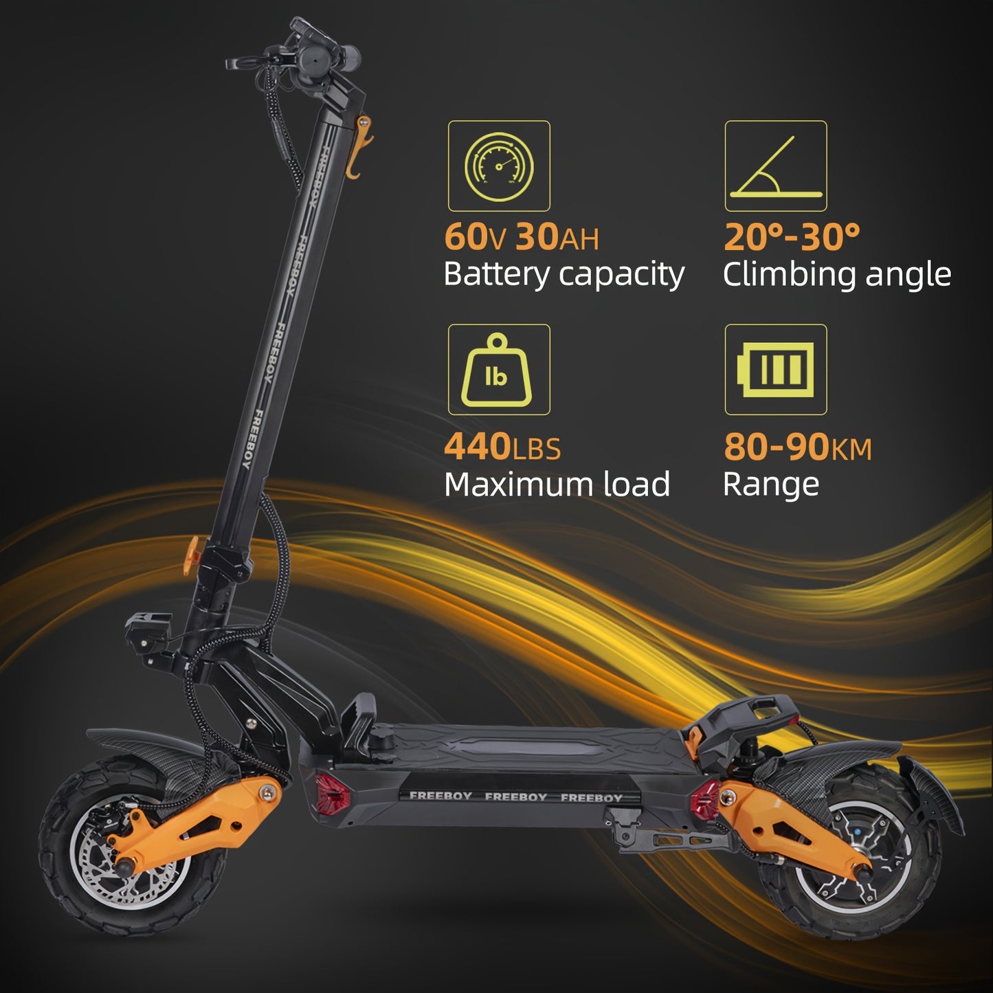 Foldable Adult Electric Scooter Without Seat, Featuring 11-inch Tires, 90 Km Range, 60V 30Ah Battery, 440.92LB Load Capacity, and Dual Suspension—ideal for Urban Commuting, Off-road Riding, and Travel. Low Commuting Costs with More Coolness