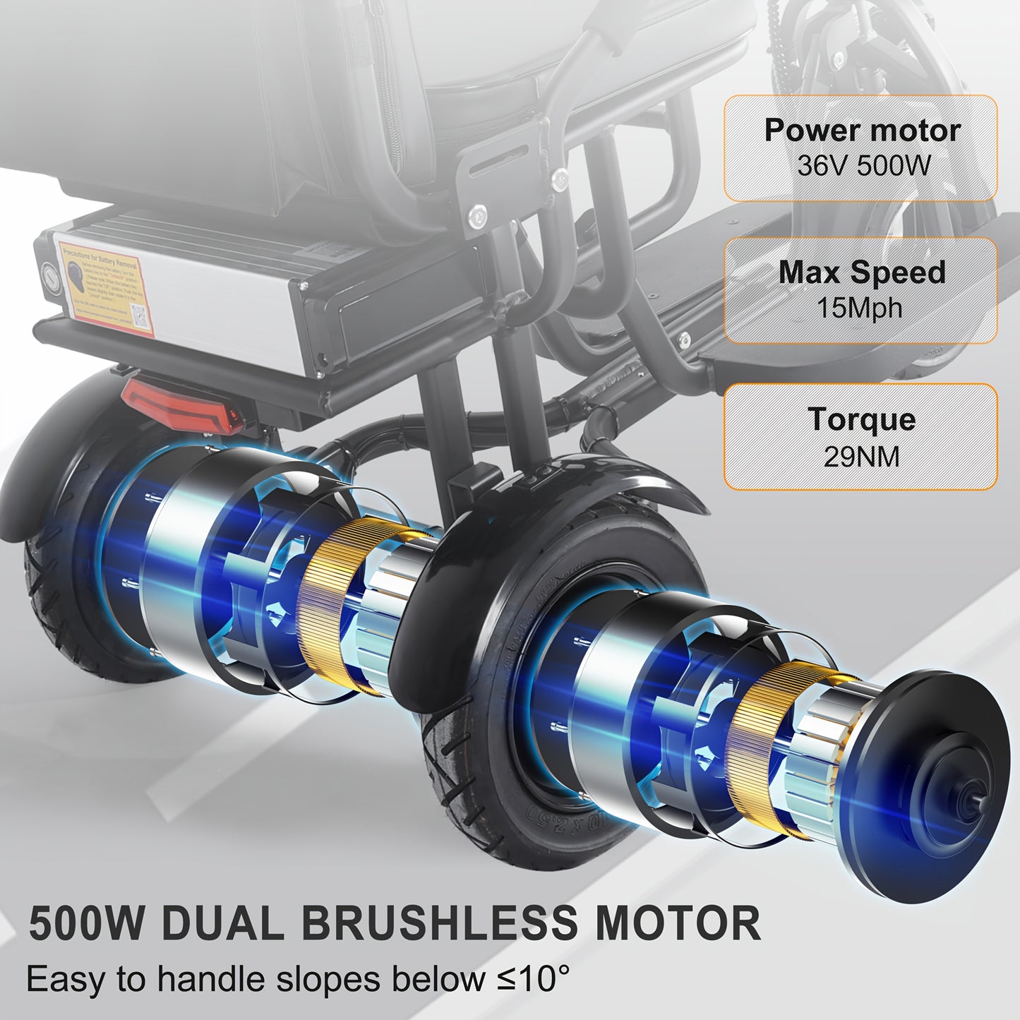 3 Wheel Electric Scooter For Seniors, 500W Dual Motor Lightweight Folding Mobility Trike, 300 Lbs Capacity, Airline Approved Removable Battery For Travel