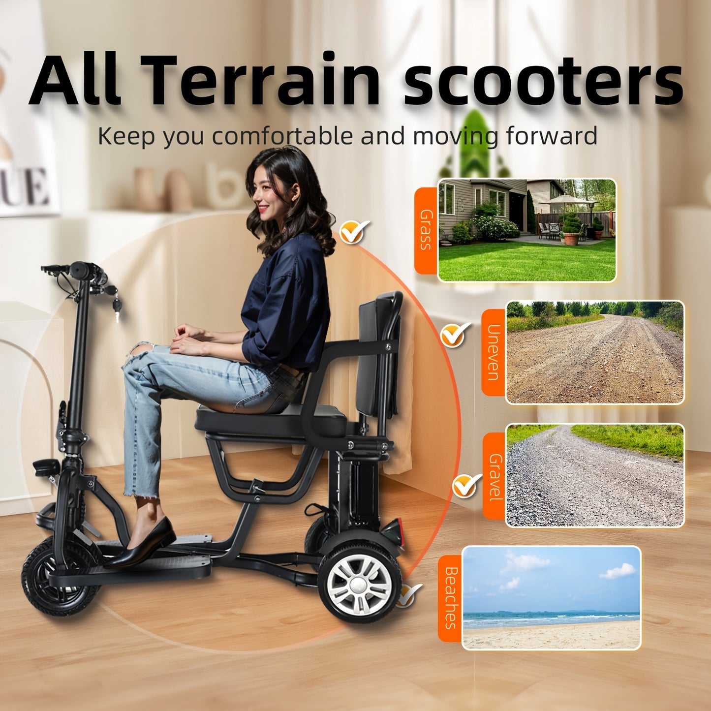 Lightweight Folding Mobility Scooter for Seniors & with 12AH, 25-Mile Range, Electromagnetic Brake - Scooter with Rear Storage, Padded & Absorption - Airline Approved (No Assembly)