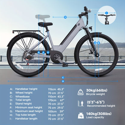 350W Electric Urban Bicycle, Adult Shopping E-Bike Featuring a 48V 10.4AH Detachable Battery, Step-Through Design Ideal for Skirts, Pants, Or Carrying Bags. The Perfect Commuter Option, Thoughtful Gifts for Both Seniors And Young Adults