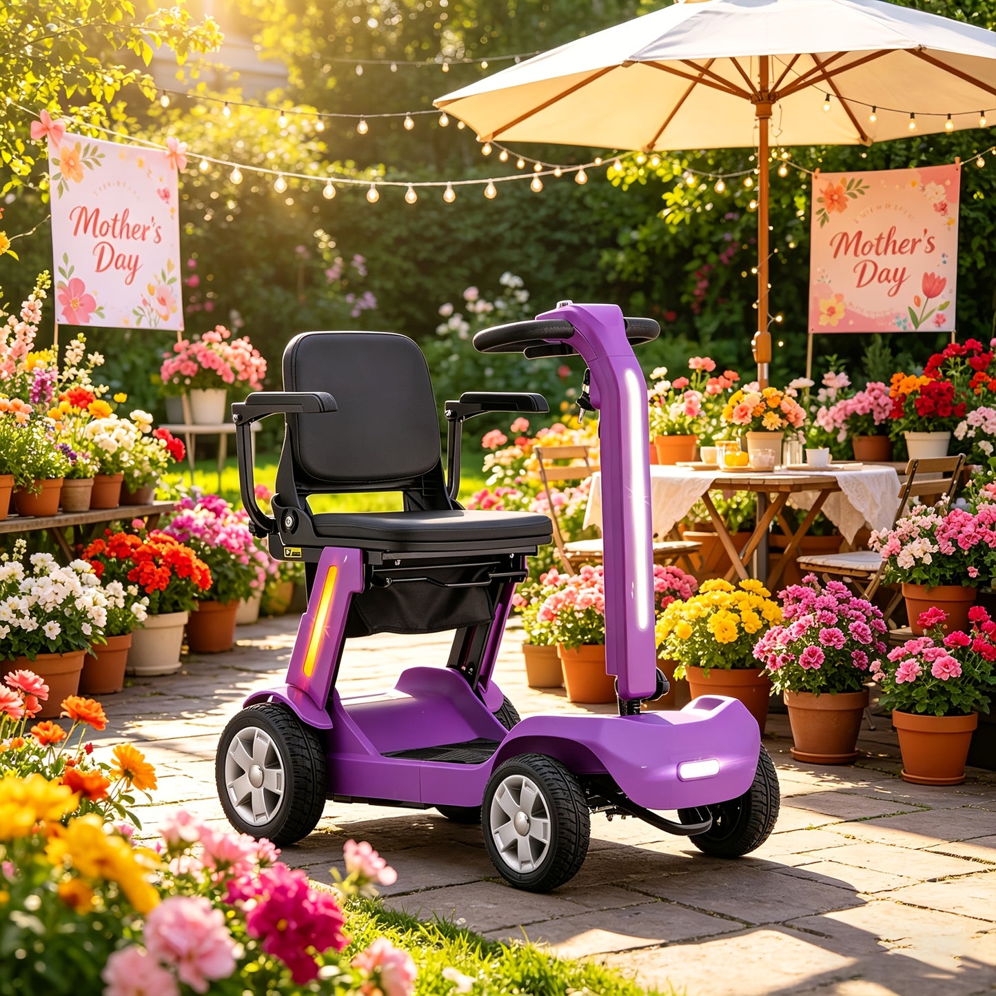 4 Wheel Electric Scooter for Adults & Seniors, 300W, 24V12Ah Battery, 4MPH Max Speed, 10Mile Range, Lightweight Foldable Scooter Electric with LED Lights, Storage Bag & Charger, No Assembly, Free Insulated Cup Gift Random Colors