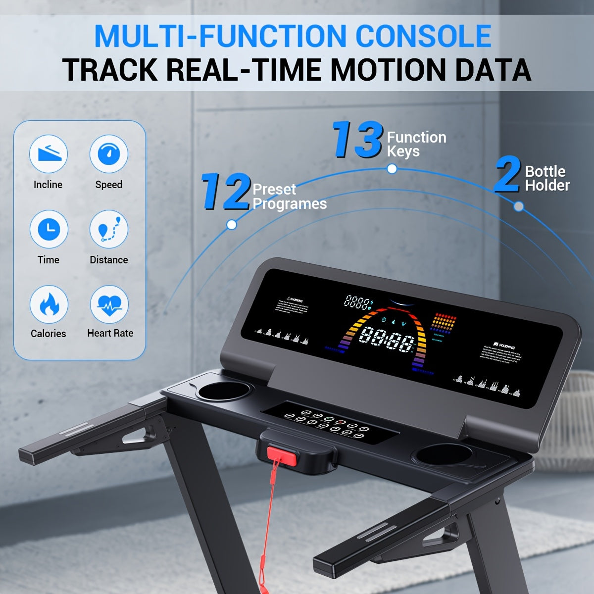 Treadmill with 15% Auto Incline And Handle Bar, 4.5HP Treadmill 500lbs Capacity, Foldable Treadmill for Small Space, 1.0-10 MPH, ZWIFT/KINOMAP APP & LED Display, Easy to Move, Heavy Duty Treadmill for Home Gym