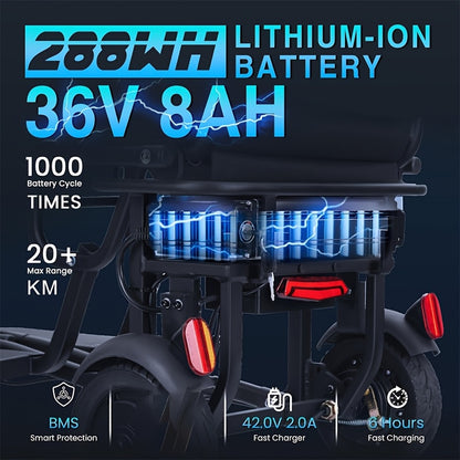 Electric Scooters For Adults And The Elderly, Three-wheeled, Lightweight, Foldable, Equipped With LED Headlights And Backpack Cup Holder Dustproof BagBasket, IncludingCharger, Can Be Easily Disassembled Into Lightweight Partsperfect Mother'sDay Gift