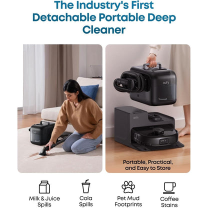 E28, Portable Deep Cleaner for Carpet, HydroJet System with Roller Mop, All-in-One Robot Vacuum and Mop Combo, Corner-to-Edge Cleaning (Renewed)