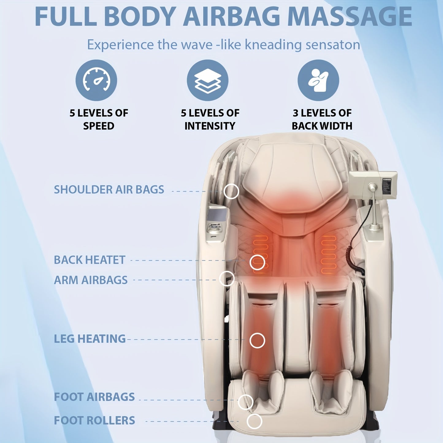 4D Full Body Massage Chair: Zero Gravity Massage Recliner SL Track with Heat, 15 Massage Modes