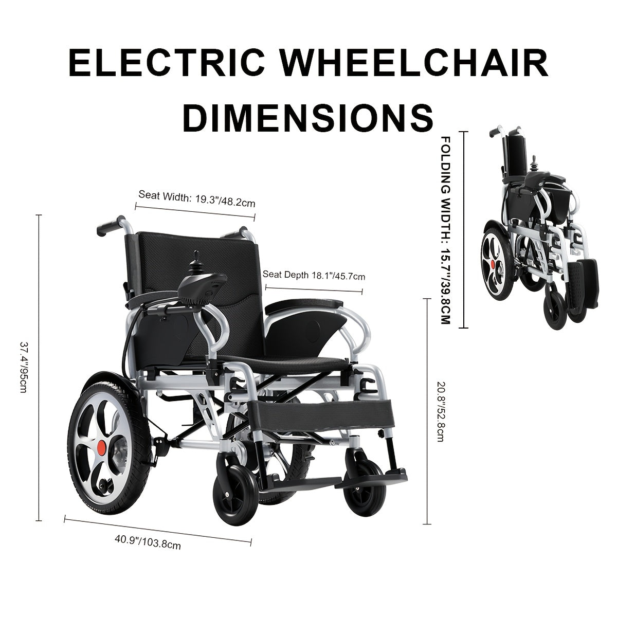 Aluminum Alloy Frame Electric Wheelchair, 24V 20Ah Lithium Battery, 500W Motor, 400 Lbs Weight Capacity, 17-inch Wheels, Foldable with Dual Brakes, And Thickened Integrated Backrest
