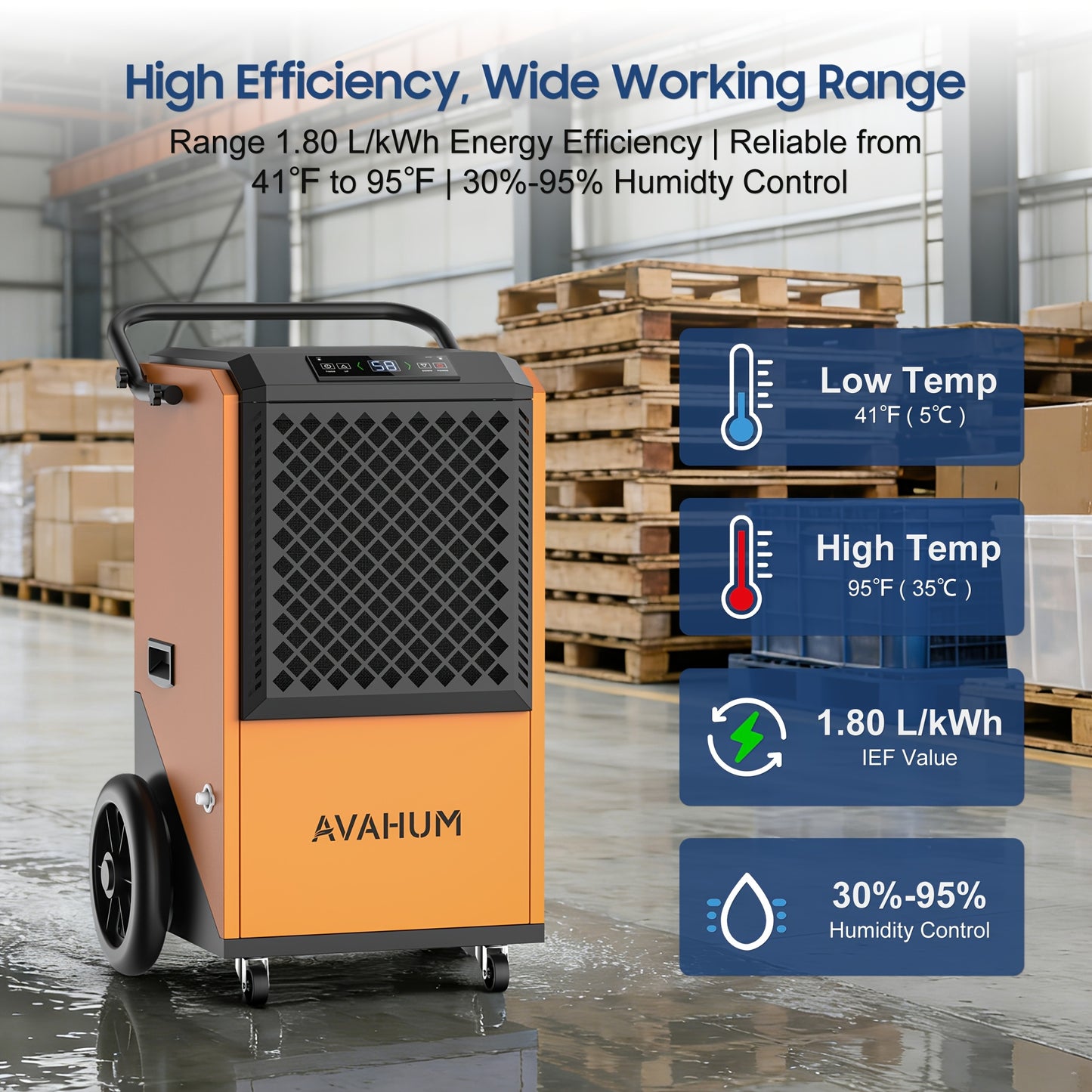 Commercial Dehumidifier for Basements, 305 Pint, 9000 Sq.Ft Large Spaces, 38 Gallon/Day. Commercial Grade Dehumidifiers for Industrial, 24H Timer, Continuous Dehumidification, Auto Defrost