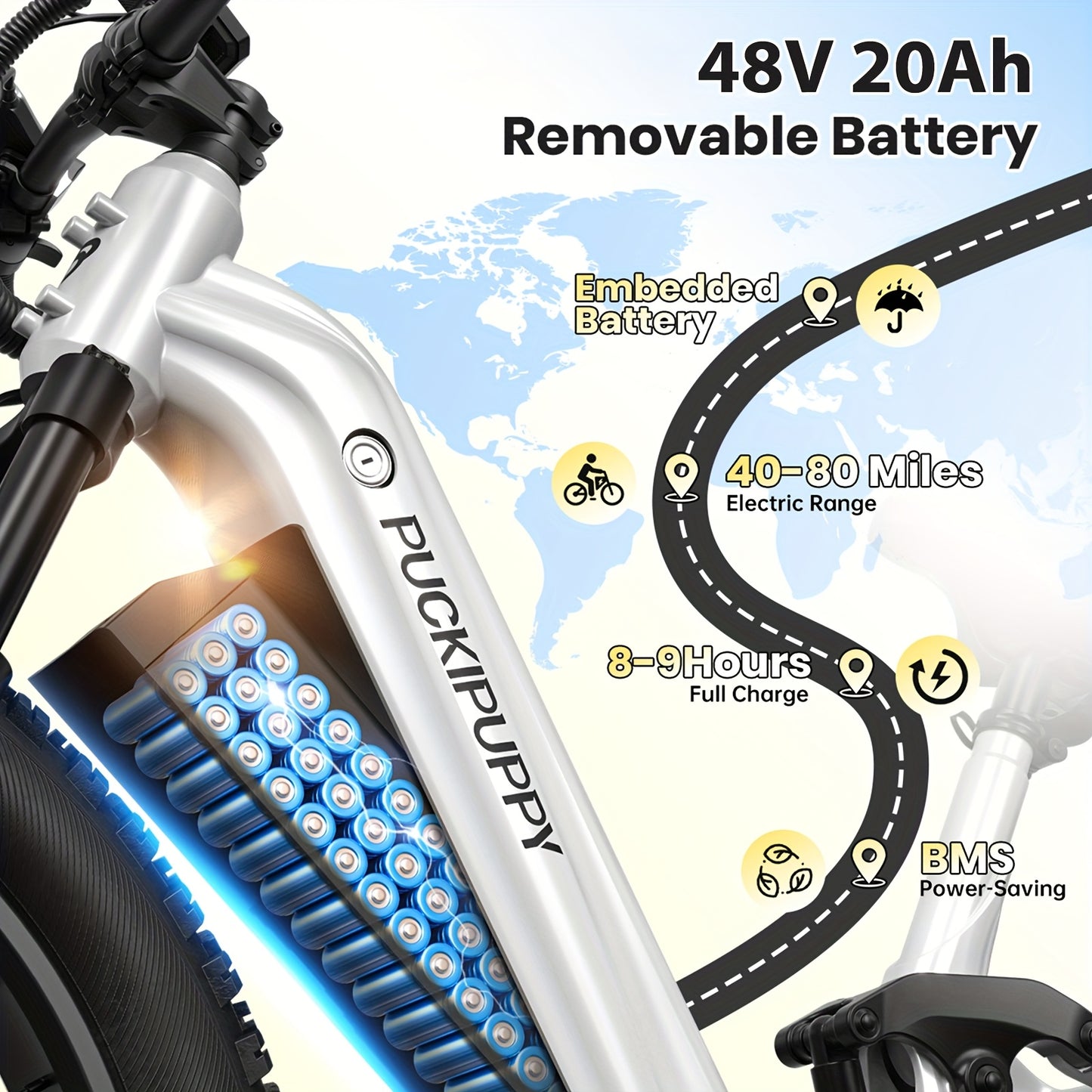 Electric Bike for Adults Rear High-power Brushless Motor, 48V 20AH Battery Adult Electric Bicycles, 26" Tire Full Suspension Step-Thru Ebike, 7 Speed, 80Miles Range, Camping Must Haves, Suitable for Outdoor Off-road And Urban Commuting(BoxerST)