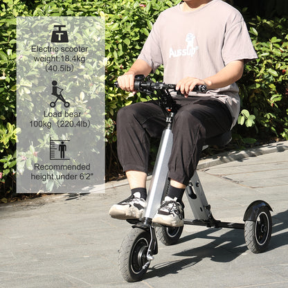 10-Inch Folding Electric Tricycle (With Adult Backrest Seat), an Electric Scooter Equipped with a 36V 7.8Ah Removable Battery, Featuring Reverse Assist And 3-Speed Gear Adjustment