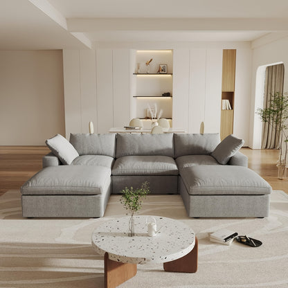 Modular Sectional Sofa with Storage Ottomans, U-Shaped Design, Minimalist Style, Deep And Wide Convertible Couches for The Living Room, with Washable And Replaceable Covers