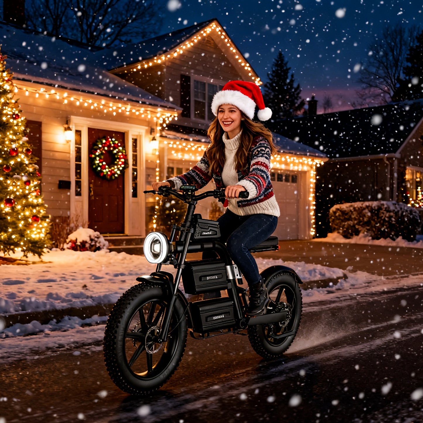 Electric Dirt Bike For Adults - 60V Fast Speed Commuter EBike With 20Ah*2 Battery, 93 Mile Long Range Motorcycle, All-Terrain Fat Tires, Full Suspension, Smart Display, USB Port, Storage Bag, Hydraulic Brakes. Perfect Gift For Christmas & New Year.