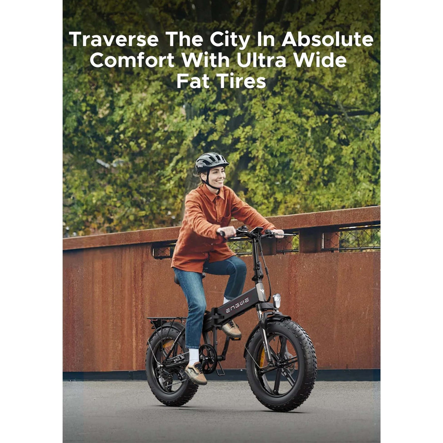 folding fat tire electric bike features a 750W motor, with 960W peak power, high-capacity lithium battery, and 20-inch all-terrain tires for versatile commuting.