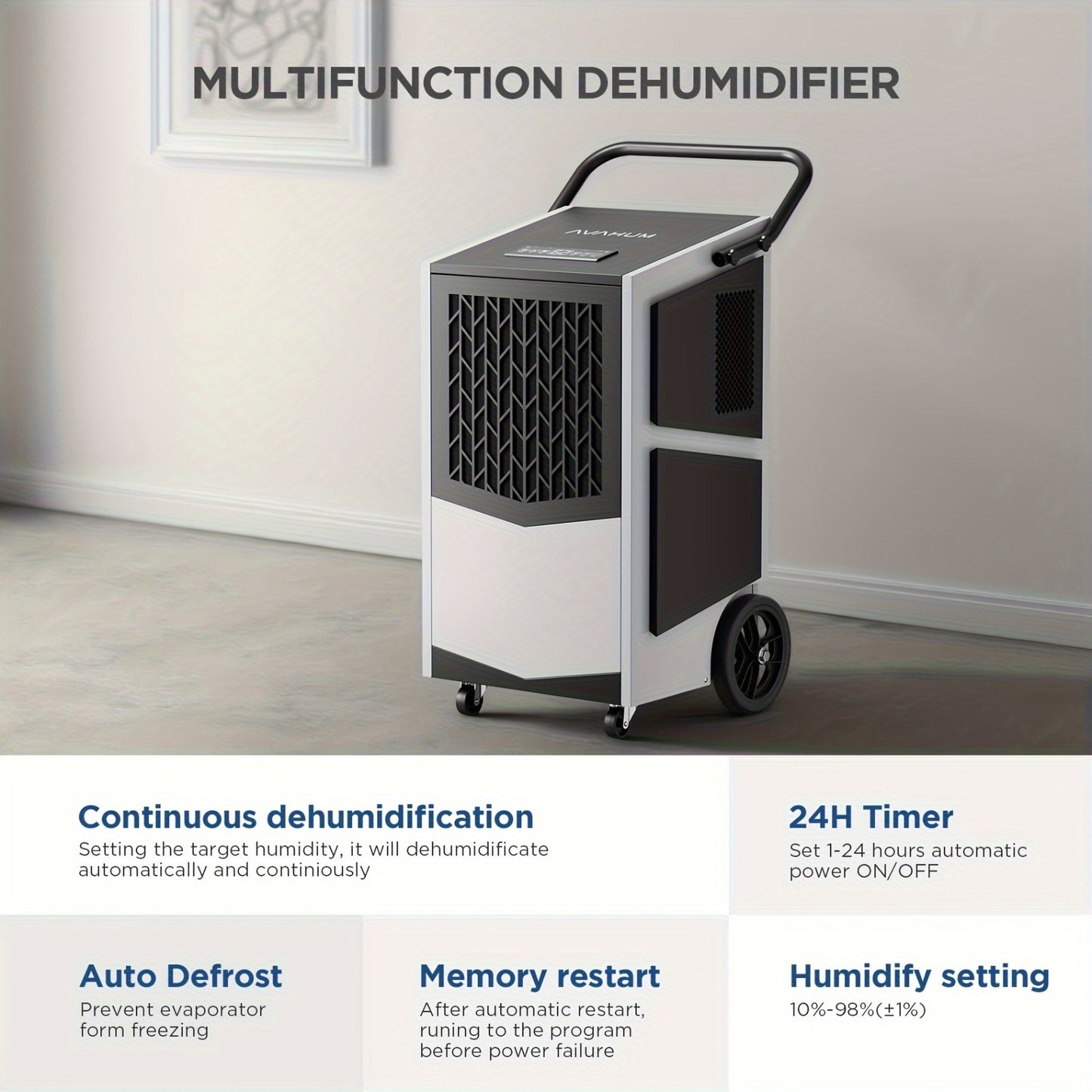 250 Pint Basement Dehumidifier with Pump Drain Hose for Basements, 8000Sqft Grade Dehumidifiers, 24H Timer, Continuous Dehumidification