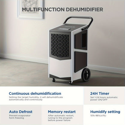250 Pint Basement Dehumidifier with Pump Drain Hose for Basements, 8000Sqft Grade Dehumidifiers, 24H Timer, Continuous Dehumidification