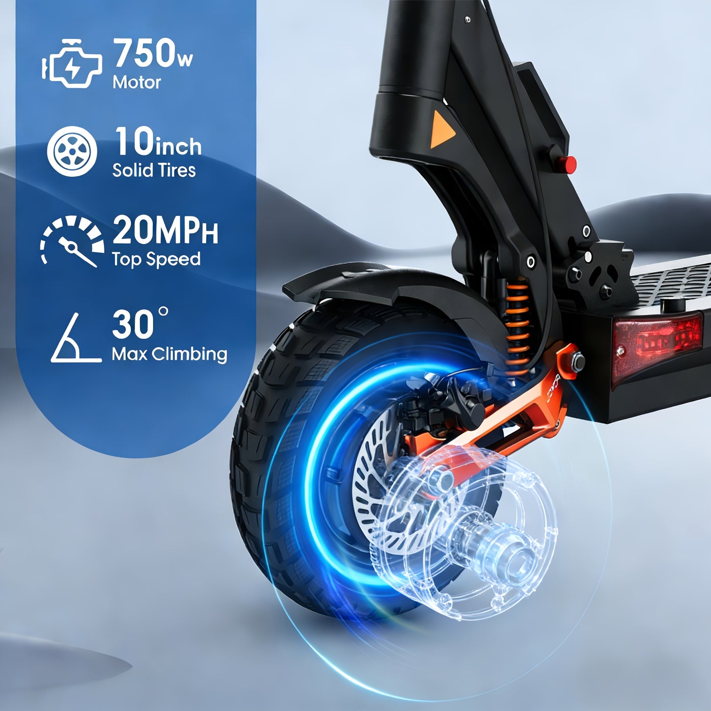 T10 Electric Scooter | 750W Powerful Motor, 10" Off Road Tires, 20MPH, 47 Miles Long Range, Dual Disc Brakes, Max Load 264lbs, Folding, Shock-resistant, Commuter E-Scooter for Men Women