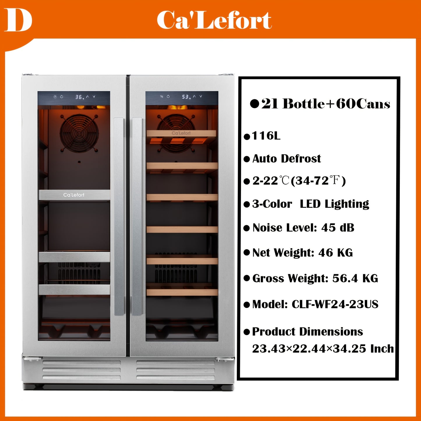 24 Inch Dual Zone Wine And Beverage Refrigerator Cooler - 60 Can And 20 Bottle LED Beverage Fridge - US 115V & Wine Refrigerator with 34°F -54°F Temperature Control, Beverage Cooler Built In Or Freestanding, Perfect for Home/Kitchen(4.10 Cu.ft)