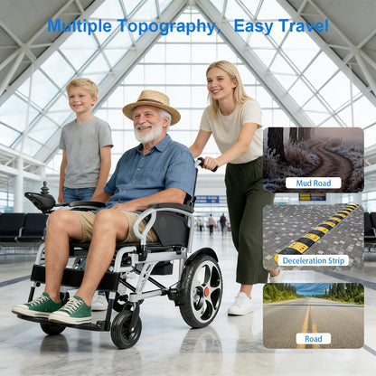 Aluminum Alloy Frame Electric Wheelchair, 24V 20Ah Lithium Battery, 500W Motor, 400 Lbs Weight Capacity, 17-inch Wheels, Foldable with Dual Brakes, And Thickened Integrated Backrest