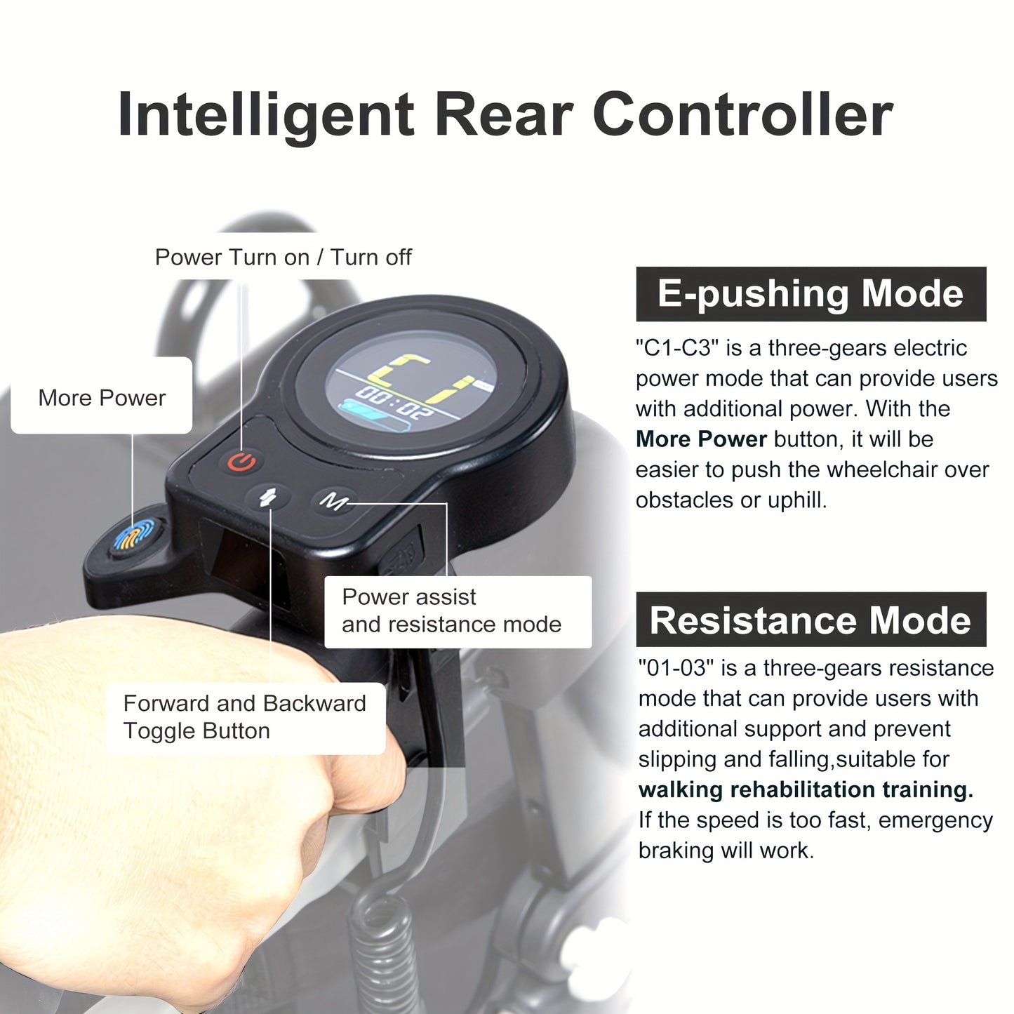Sinceborn Electric Power Walker with Seat & Transport Wheelchair - Heavy-Duty, Heavy-Duty, Foldable Electric Mobility Aid with Power-Assisted Motion,