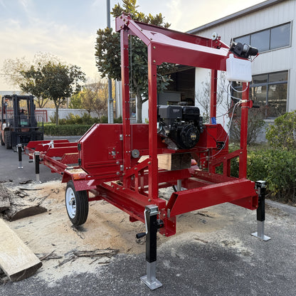 32" Portable Sawmill, 420cc Gas Engine, Max Log 32", 19.7ft Rail, Trailer & Tires – Perfect for Home Use, Easy to Maintain – CA Ship