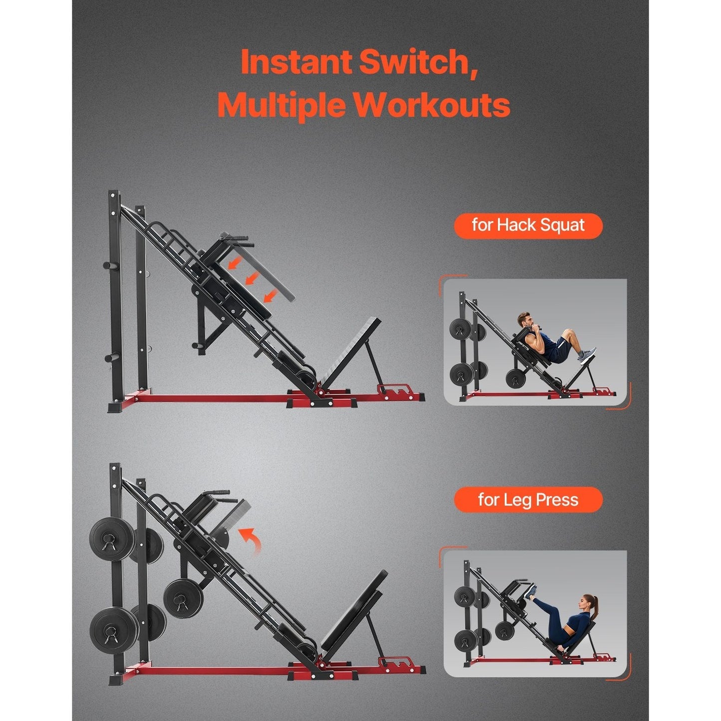 Leg Press Hack Squat Combo Machine Adjustable Lower Body Special Home Gym