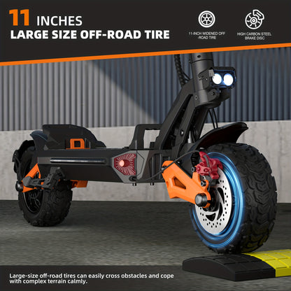 Foldable Adult Electric Scooter Without Seat, Featuring 11-inch Tires, 90 Km Range, 60V 30Ah Battery, 440.92LB Load Capacity, and Dual Suspension—ideal for Urban Commuting, Off-road Riding, and Travel. Low Commuting Costs with More Coolness
