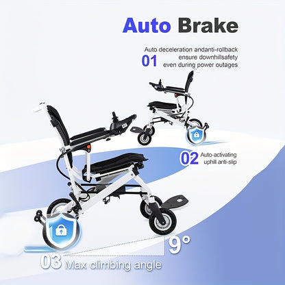 25 Miles Adult Electric Wheelchair Light Foldable, Weighing Only 37 Pounds Folding Electric Wheelchair With Rear Control, 2*10AH Removable Lithium Battery With Water Cup Holder Backpack Dust Bag Suitable For People With Disabilities