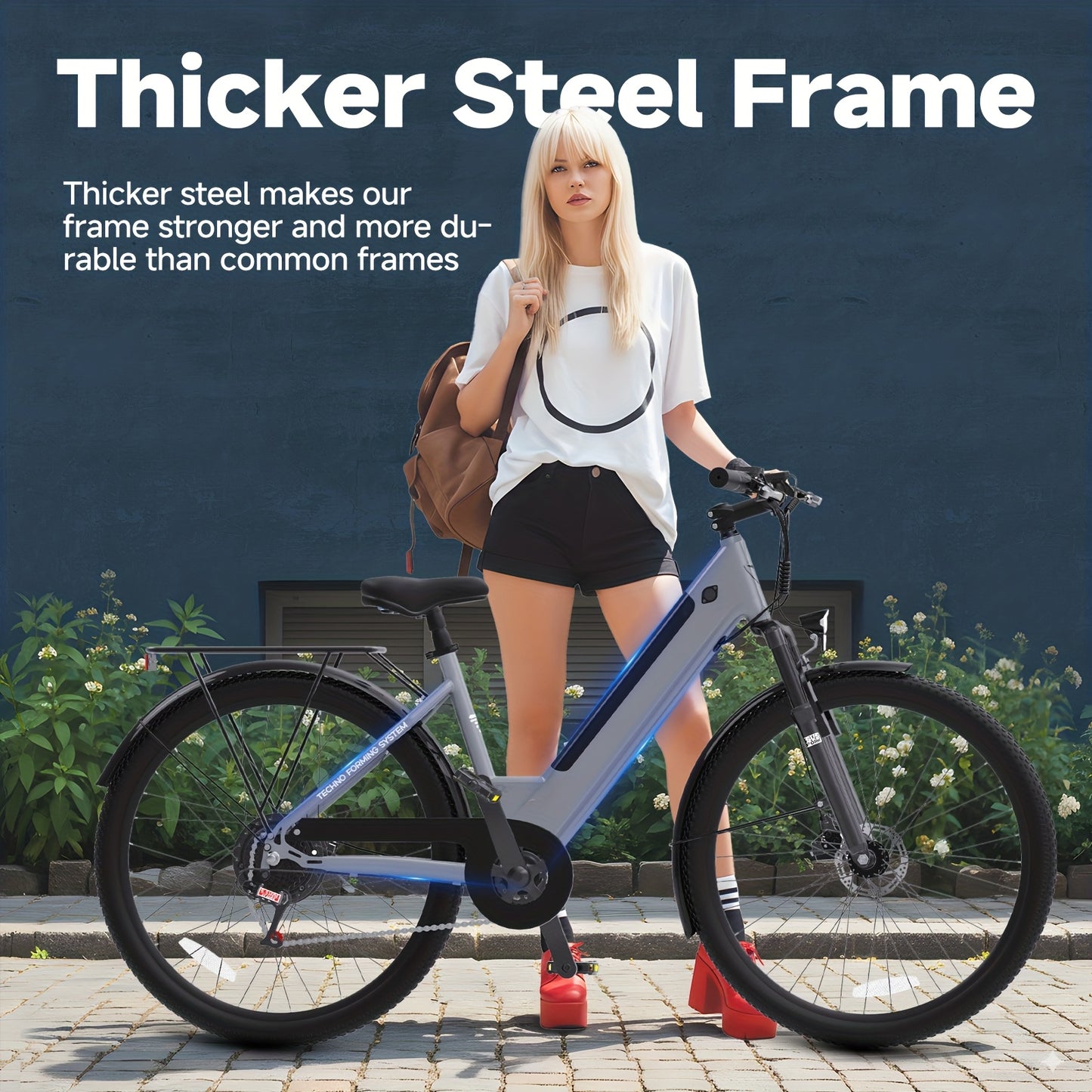 350W Electric Urban Bicycle, Adult Shopping E-Bike Featuring a 48V 10.4AH Detachable Battery, Step-Through Design Ideal for Skirts, Pants, Or Carrying Bags. The Perfect Commuter Option, Thoughtful Gifts for Both Seniors And Young Adults