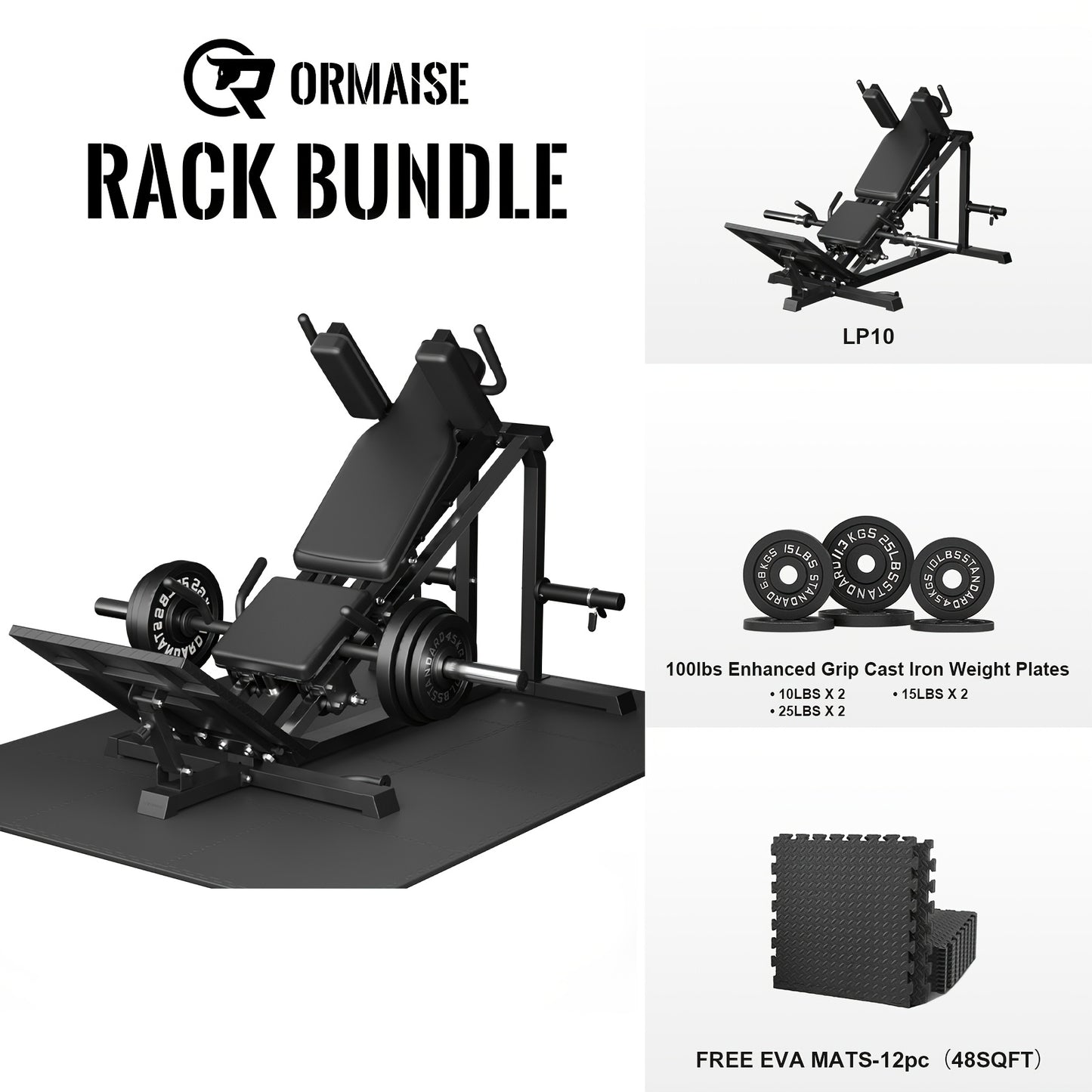 Compact Leg Sled Machine, Leg Press Machine Capacity 900lbs, Hack Squat Machine Combo, Calf Raise Home Gym