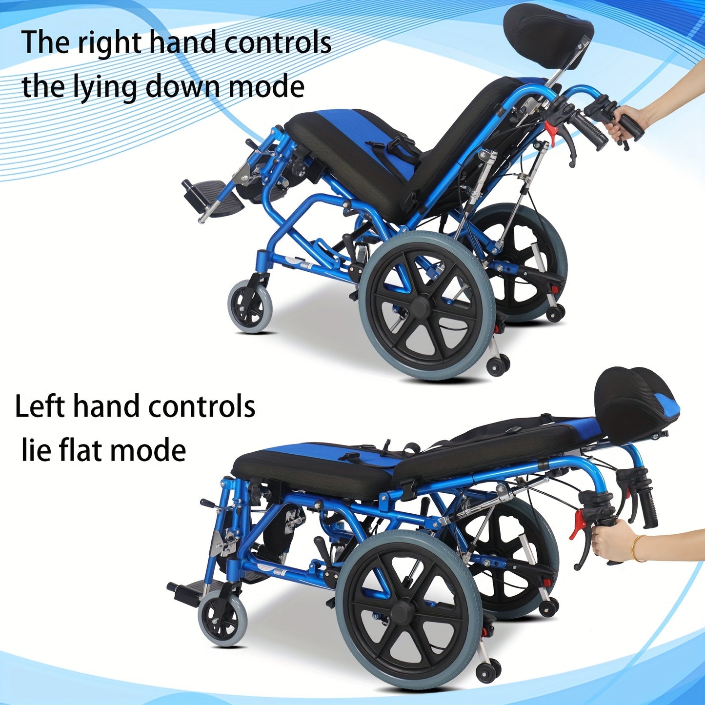 Foldable Pediatric Wheelchair for Kids & Children Cerebral Palsy, 17"Seat Width, 15"Rear Wheel Manual Folding Multi-Functional Wheelchairs