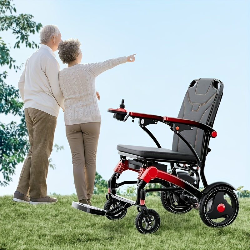 Portable Electric Wheelchair - 39-lb Ultra-Lightweight Foldable Mobility Scooter with 18-Mile Range, 4-Wheel -Absorbing Design, No Assembly Required, Airplane-Friendly Chair w/Charger & Toolkit for Travel (s & Seniors)