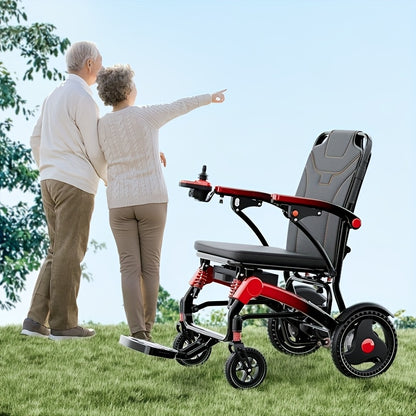 Portable Electric Wheelchair - 39-lb Ultra-Lightweight Foldable Mobility Scooter with 18-Mile Range, 4-Wheel -Absorbing Design, No Assembly Required, Airplane-Friendly Chair w/Charger & Toolkit for Travel (s & Seniors)