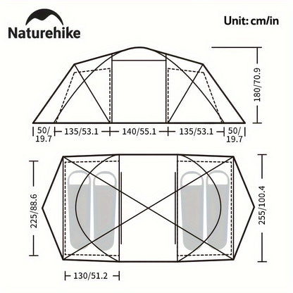 Naturehike Two Bedrooms and One Living Room Tent Lightweight Outdoor Camping Gear Large Space Tent