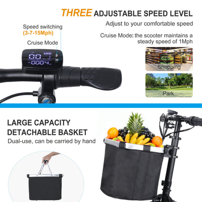 3 Wheel Electric Scooter For Seniors, 500W Dual Motor Lightweight Folding Mobility Trike, 300 Lbs Capacity, Airline Approved Removable Battery For Travel